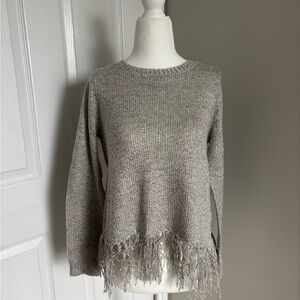 BB Dakota Heather Gray Fringe Sweater